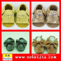 2015 cheap price used Taiwan factory beautiful color tassels and bow moccasin baby leather sport shoes